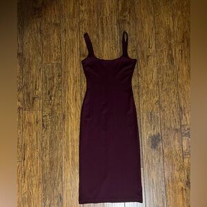 American Apparel Midi Dress Ponte Knit Burgundy Bodycon